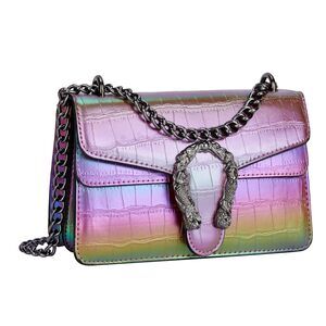9341 Trendy Chain Purse Designer Handbag - Crocodile Print PU Leather